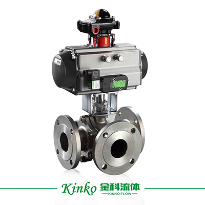 Pneumatic Three Way Flanged Stainless Steel Ball Valve